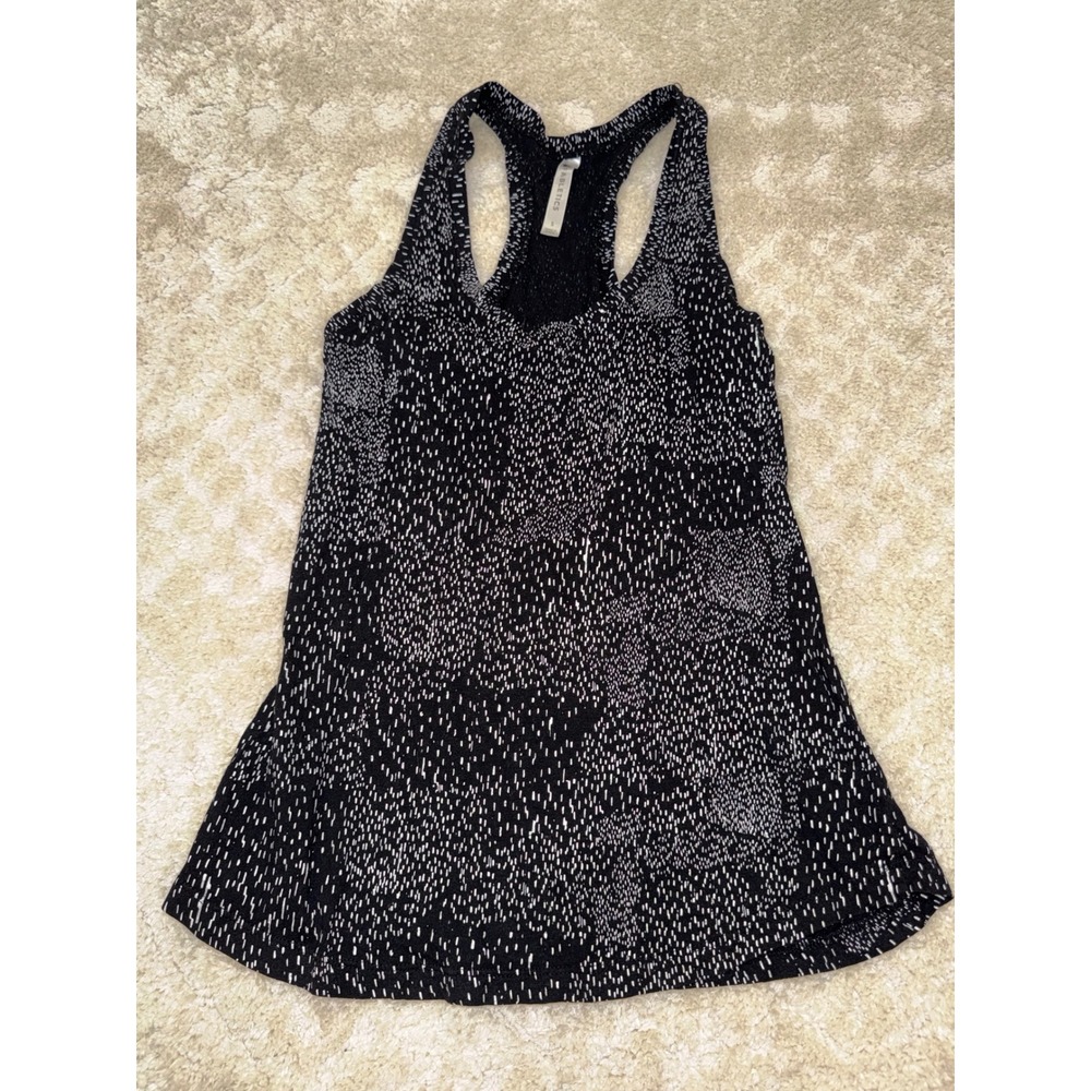 Fabletics Womens Black White Dash Print Racerback Activewear Tank Top Size S